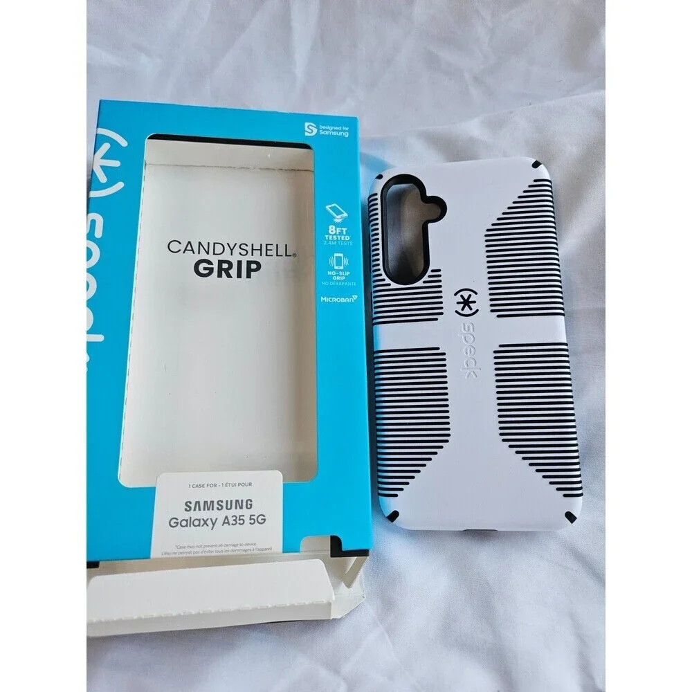 Speck Candyshell Grip Samsung Galaxy A35‎ 5G White & Black Protective Phone Case